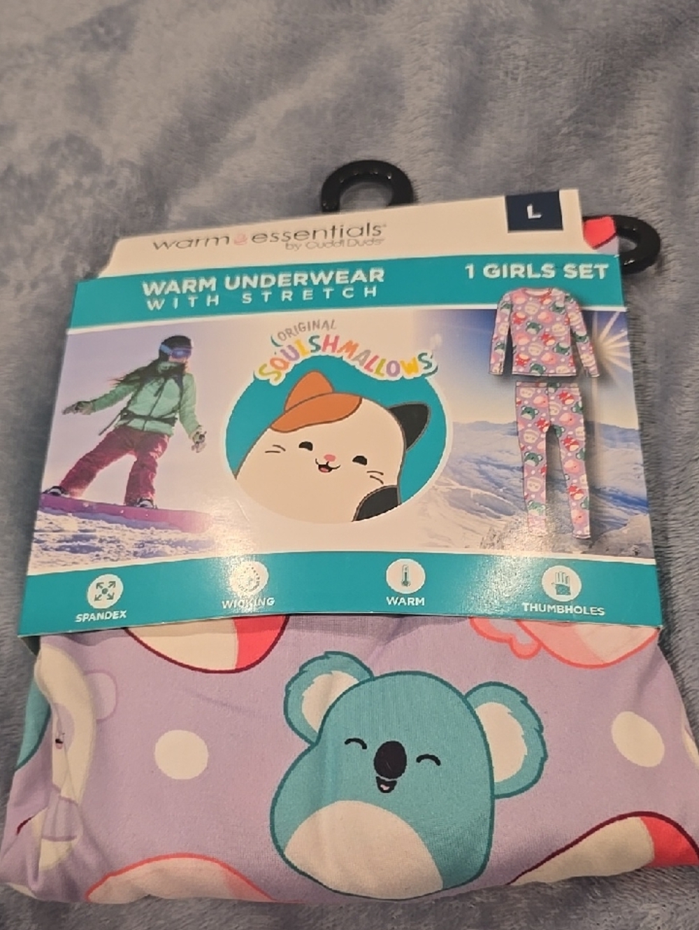 New Warm Essentials Girls Squishmallows Purple Koala Print Matching Pjs